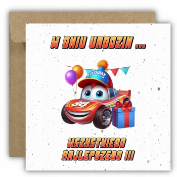 Kartka na urodziny urodzinowa dla dzieci cars auta Zygzak McQueen prezent