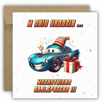 Kartka na urodziny dla dzieci cars auta Zygzak McQueen prezent czapeczka