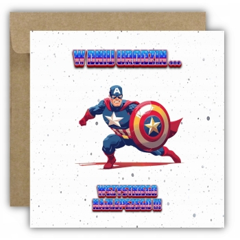 Kartka na urodziny dla dzieci kapitan ameryka avengers tarcza