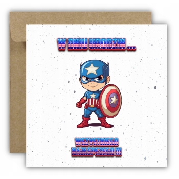 Kartka na urodziny dla dzieci kapitan ameryka avengers tarcza mały