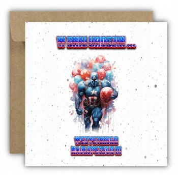 Kartka na urodziny dla dzieci kapitan ameryka avengers balony