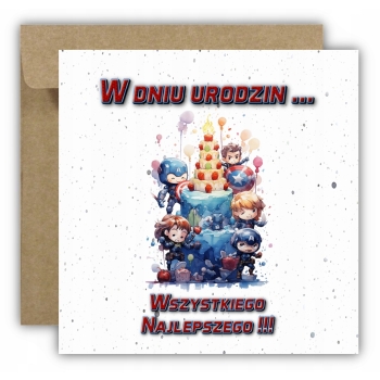 Kartka na urodziny urodzinowa dla dzieci spiderman spidey avengers tort