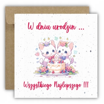 Kartka na urodziny urodzinowa dla dzieci Hello Kitty kotki torcik