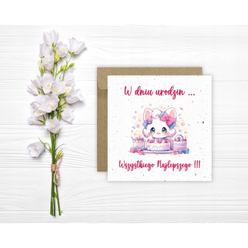 Kartka na urodziny dla dzieci Hello Kitty kotek torcik