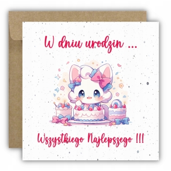 Kartka na urodziny dla dzieci Hello Kitty kotek torcik