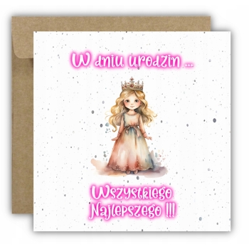 Kartka na urodziny dla dzieci księżniczka korona