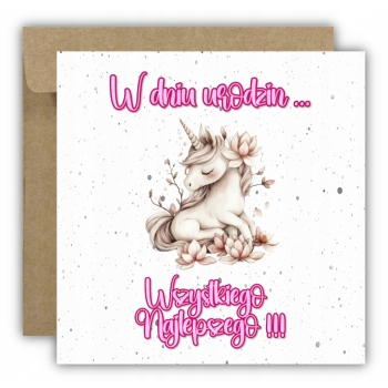Kartka na urodziny urodzinowa dla dzieci jednorożec koń pony