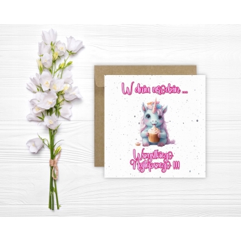 Kartka na urodziny dla dzieci jednorożec koń pony muffinka