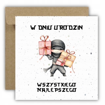 Kartka na urodziny urodzinowa dla dzieci Ninja ninjago prezenciki