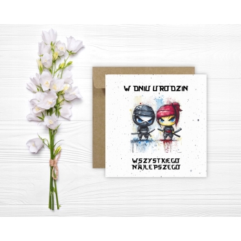Kartka na urodziny dla dzieci Ninja ninjago