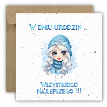 Kartka na urodziny urodzinowa dla dzieci kraina lodu elsa frozen czapeczka