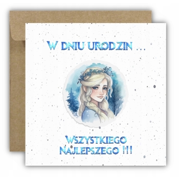 Kartka na urodziny dla dzieci kraina lodu elsa frozen wianek