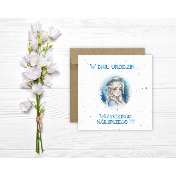 Kartka na urodziny dla dzieci kraina lodu elsa frozen wianek