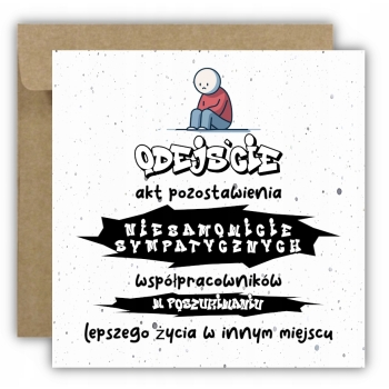 Kartka powodzenia w nowej pracy odejście pożegnanie pracownika zmiana pracy