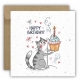 Kartka okolicznościowa na urodziny URODZINOWA Happy Birthday kotek tort