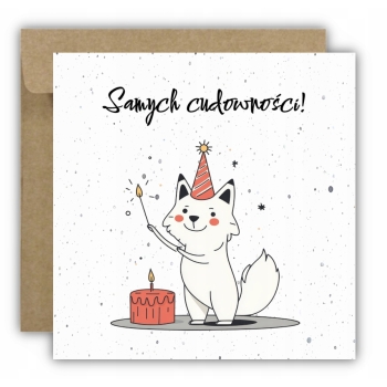 Kartka okolicznościowa na urodziny URODZINOWA Happy Birthday kotek imieniny