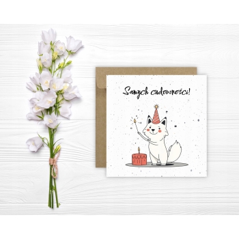 Kartka okolicznościowa na urodziny URODZINOWA Happy Birthday kotek imieniny