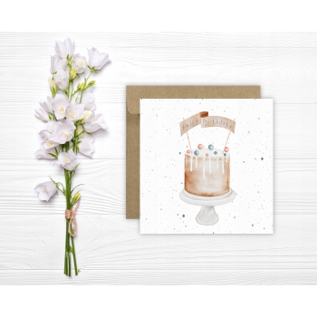 Kartka okolicznościowa na urodziny URODZINOWA Happy Birthday tort topper