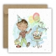 Kartka okolicznościowa na urodziny URODZINOWA Happy Birthday tort balony
