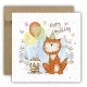 Kartka okolicznościowa na urodziny URODZINOWA Happy Birthday tort kotek