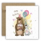 Kartka okolicznościowa na urodziny URODZINOWA Happy Birthday tort miś