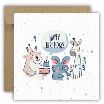 Kartka okolicznościowa na urodziny URODZINOWA Happy Birthday zwierzątka
