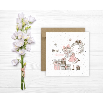 Kartka okolicznościowa na urodziny URODZINOWA Happy Birthday prezenciki