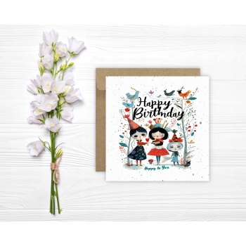 Kartka okolicznościowa na urodziny URODZINOWA Happy Birthday ptaszki