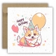 Kartka okolicznościowa na urodziny URODZINOWA Happy Birthday piesek balonik