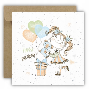 Kartka okolicznościowa na urodziny URODZINOWA Happy Birthday pluszak balon