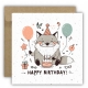Kartka okolicznościowa na urodziny URODZINOWA Happy Birthday kotek broda