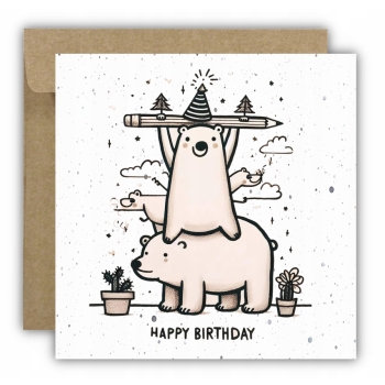 Kartka okolicznościowa na urodziny URODZINOWA Happy Birthday misie