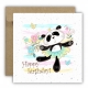 Kartka okolicznościowa na urodziny URODZINOWA Happy Birthday panda kwiaty