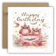 Kartka okolicznościowa na urodziny URODZINOWA Happy Birthday sowy tort