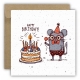 Kartka okolicznościowa na urodziny URODZINOWA Happy Birthday myszka tort