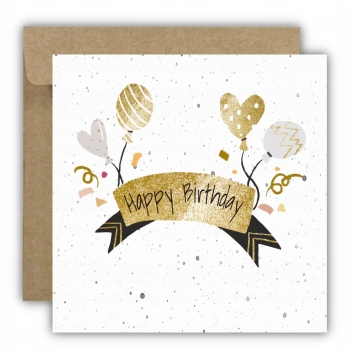 Kartka okolicznościowa na urodziny URODZINOWA Happy Birthday baloniki