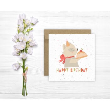 Kartka okolicznościowa na urodziny URODZINOWA Happy Birthday ciasto