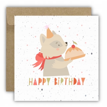 Kartka okolicznościowa na urodziny URODZINOWA Happy Birthday ciasto