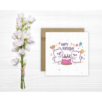 Kartka okolicznościowa na urodziny URODZINOWA Happy Birthday kociaki