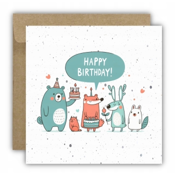 Kartka okolicznościowa na urodziny URODZINOWA Happy Birthday zoo zoo
