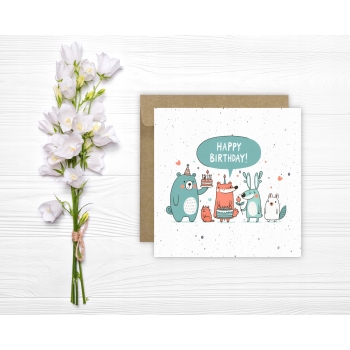 Kartka okolicznościowa na urodziny URODZINOWA Happy Birthday zoo zoo