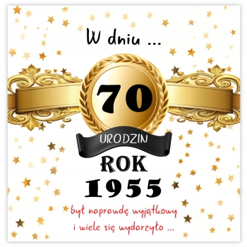 Kartka rocznikowa na 70 urodziny rocznik 1955 r Prezent PAMIĄTKA + KOPERTA