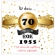 Kartka rocznikowa na 70 urodziny rocznik 1955 r Prezent PAMIĄTKA + KOPERTA