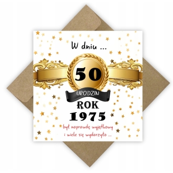 Kartka rocznikowa na 50 urodziny Rocznik 1975 Prezent + KOPERTA EKO