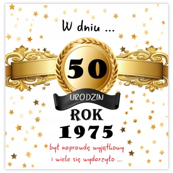 Kartka dla urodzonych w 1975 r na 50 urodziny Prezent PAMIĄTKA +KOPERTA