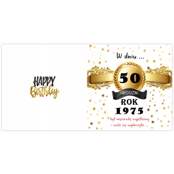 Kartka dla urodzonych w 1975 r na 50 urodziny Prezent PAMIĄTKA +KOPERTA