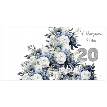 KARTKA NA 20 ROCZNICĘ ŚLUBU PORCELANOWE GODY ROCZNICA ŚLUBU KOPERTA BIAŁA