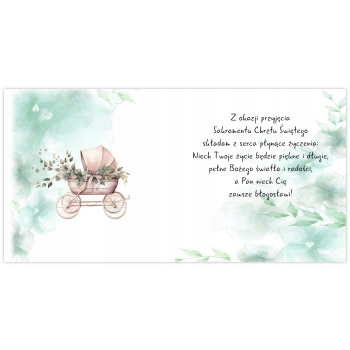 PAMIĄTKA NA CHRZEST ŚWIETY CHRZCINY kartka z życzeniami wianek + KOPERTA