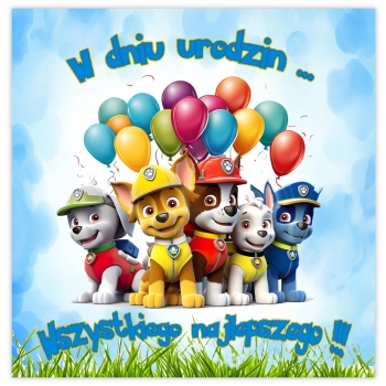 KARTKA NA URODZINY PSI PATROL DOG PATROL DLA DZIECI PAMIĄTKA + KOPERTA