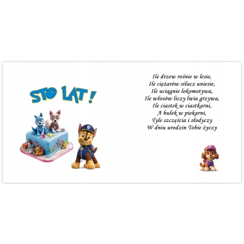 KARTKA NA URODZINY PSI PATROL DOG PATROL DLA DZIECI PAMIĄTKA + KOPERTA BLUE